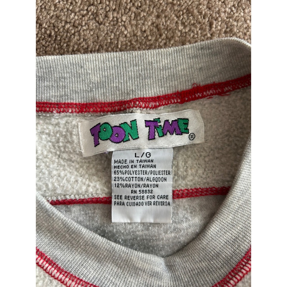 Vintage Toon Time Woodstock Peanuts Sweatshirt Large Fleece Embroidered Grey L - Picture 3 of 6